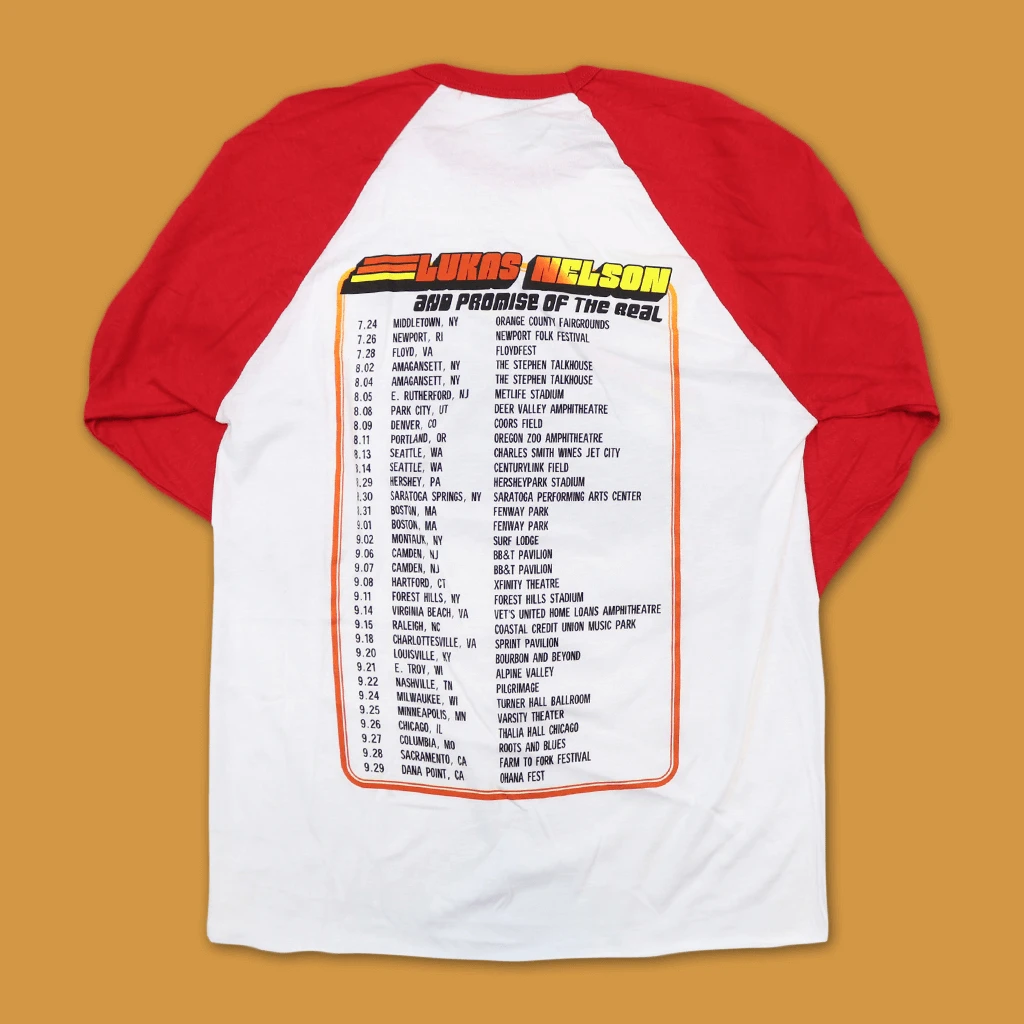 Lukas Nelson & Promise Of The Real 2019 Tour Bus Ship Red Raglan T-Shirt New Merch 3 Lukas Nelson & Promise Of The Real 2019 Tour Bus Ship Red Raglan T-Shirt New Merch