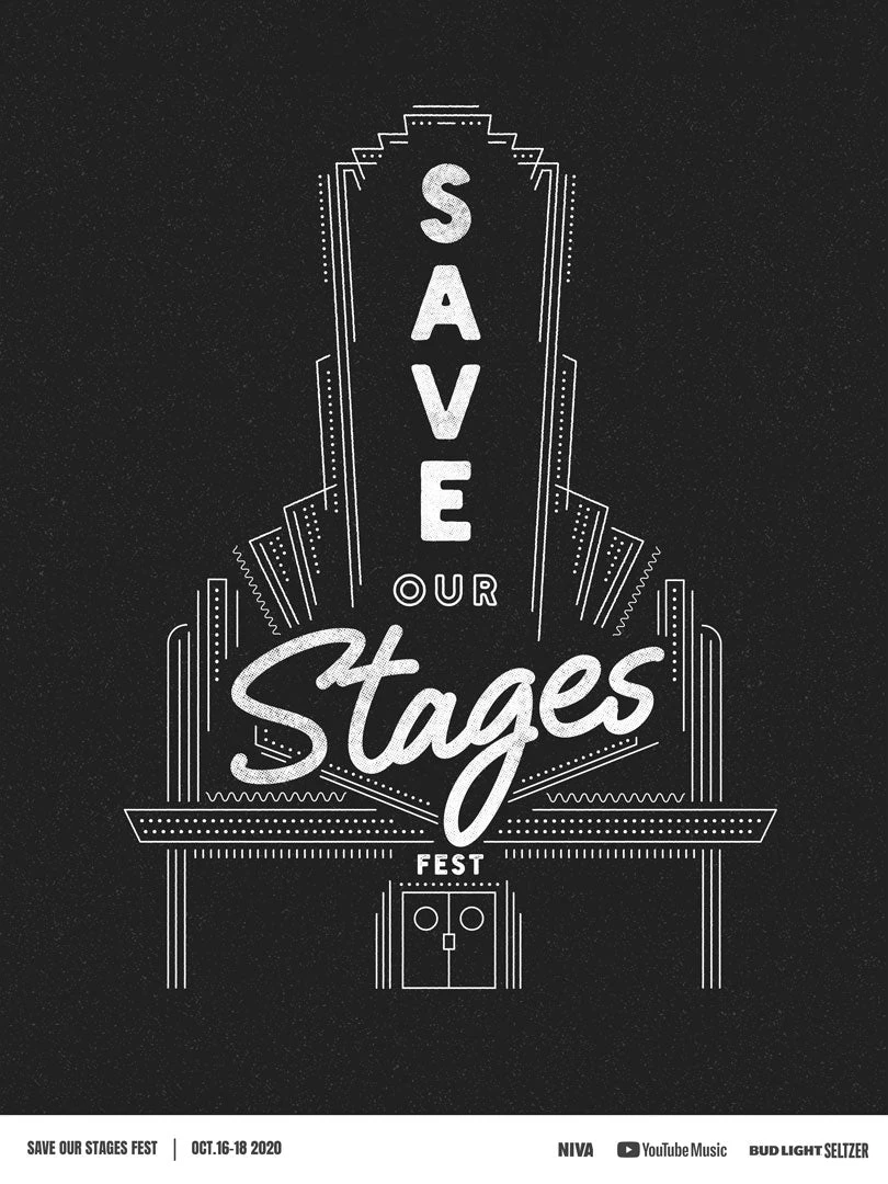 NIVA New Merch Save Our Stages Fest - Double Sided Hand Screen-Printed Poster NIVA New Merch Save Our Stages Fest - Double Sided Hand Screen-Printed Poster