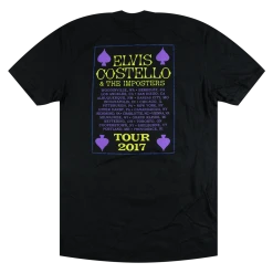 Elvis Costello Card 2017 Tour Black T-Shirt New Merch