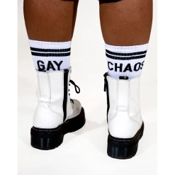 Autostraddle New Merch Gay Chaos Socks