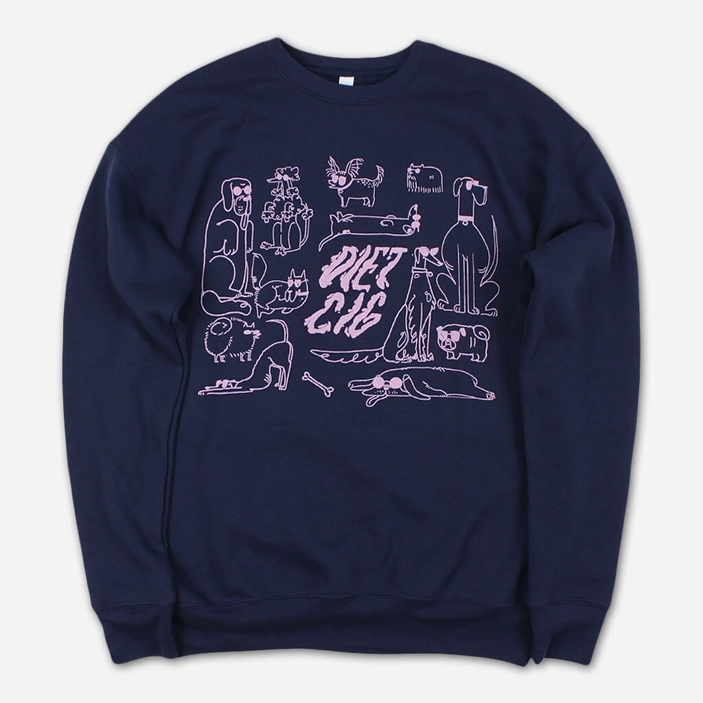 Diet Cig New Merch Dogs With Glasses Navy Pullover Sweatshirt 1 Diet Cig New Merch Dogs With Glasses Navy Pullover Sweatshirt