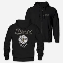 Earth Honey Skull Black Zip Hoodie