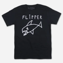 Flipper 40th Anniversary Classic Long Fish Black T-Shirt New Merch