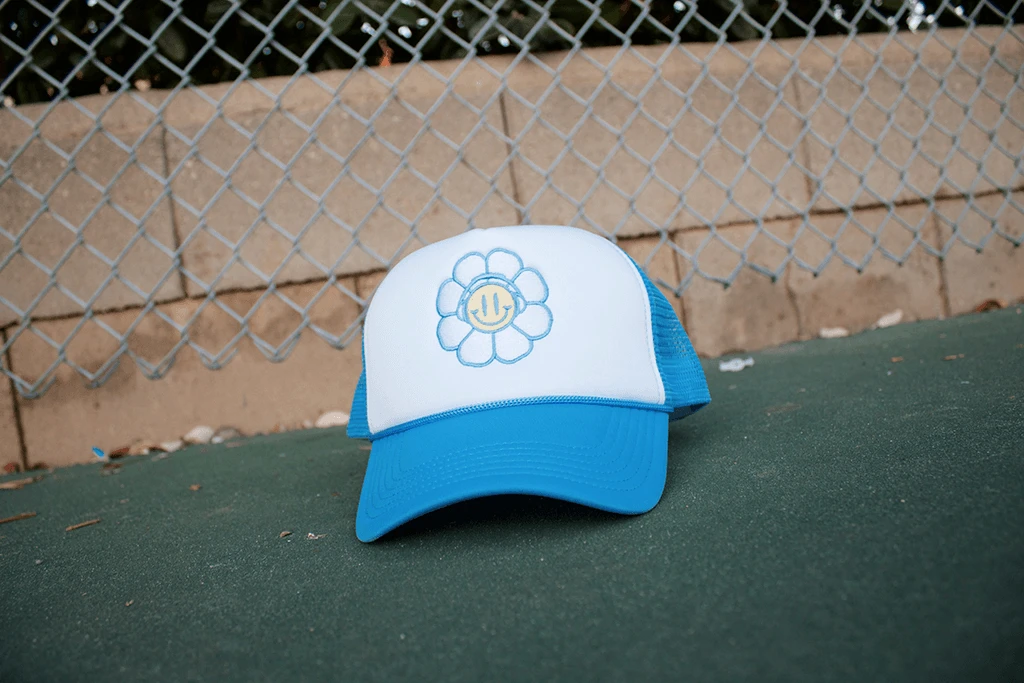 Disco Lines Flower Face Snapback Trucker Hat 5 Disco Lines Flower Face Snapback Trucker Hat