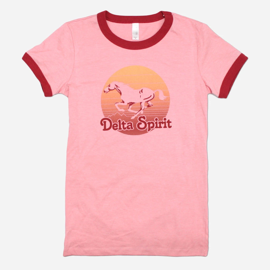 Delta Spirit Horse Womens Red Ringer Poly-Cotton T-Shirt New Merch Delta Spirit Horse Womens Red Ringer Poly-Cotton T-Shirt New Merch