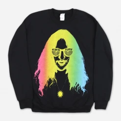 King Tuff Rainbow Face Black Pullover Sweatshirt