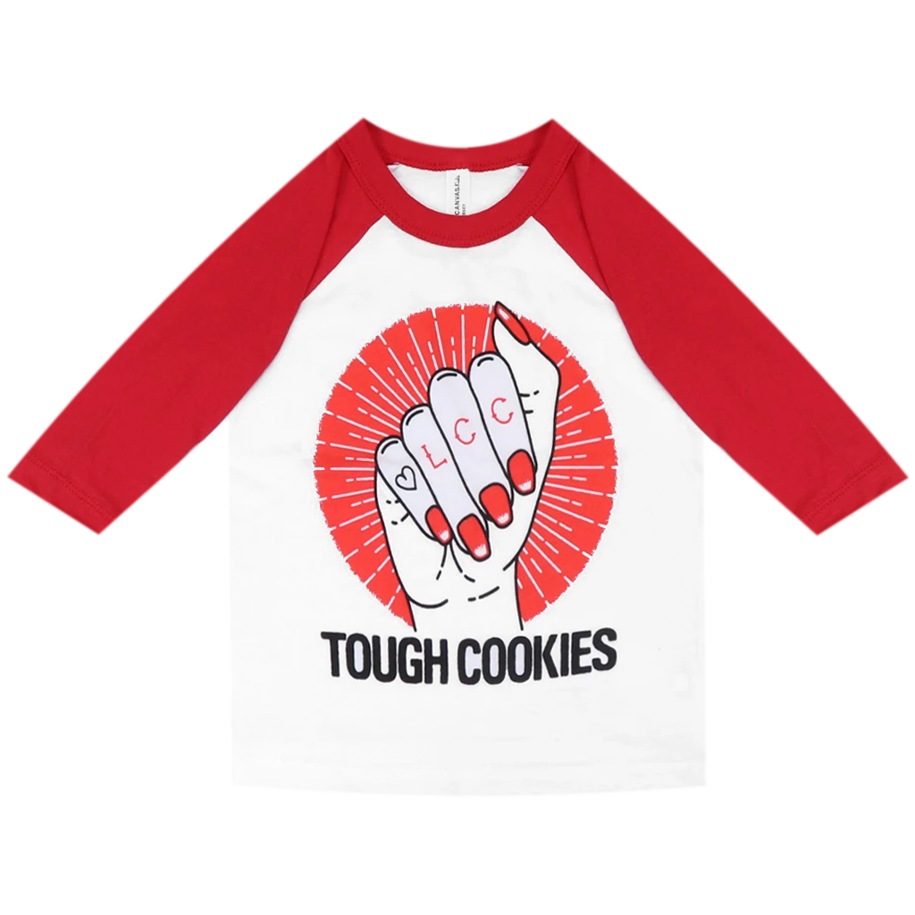 Low Cut Connie New Merch Tough Cookies Toddler's 3/4 Sleeve Baseball T-Shirt Low Cut Connie New Merch Tough Cookies Toddler's 3/4 Sleeve Baseball T-Shirt