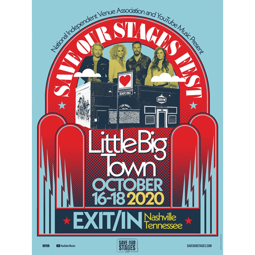 NIVA New Merch Little Big Town Live At Exit/In - Hand Screen-Printed Poster 1 NIVA New Merch Little Big Town Live At Exit/In - Hand Screen-Printed Poster