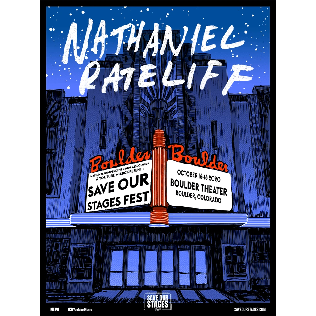 NIVA Nathaniel Rateliff Live At Boulder Theater - Hand Screen-Printed Poster New Merch 1 NIVA Nathaniel Rateliff Live At Boulder Theater - Hand Screen-Printed Poster New Merch