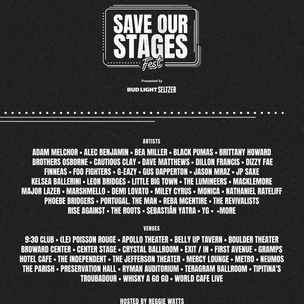 NIVA New Merch Save Our Stages Fest - Double Sided Hand Screen-Printed Poster NIVA New Merch Save Our Stages Fest - Double Sided Hand Screen-Printed Poster