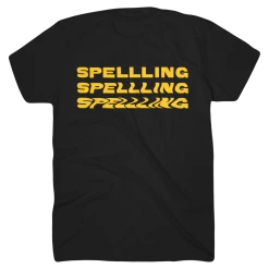 Yellow SPELLLING Black T-Shirt New Merch