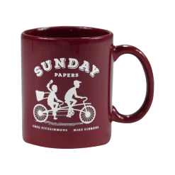 Sunday Papers Maroon Coffee Mug New Merch