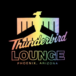 Thunderbird Lounge TL Glitter Rainbow Logo Black T-Shirt New Merch