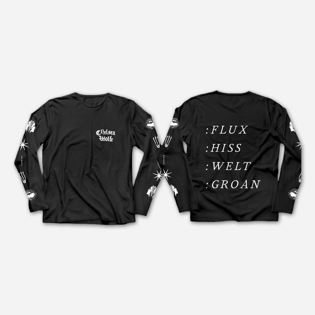 Chelsea Wolfe (CW) Reuben Sawyer Hiss Spun Emblem Black Long Sleeve Tour T-Shirt 1 Chelsea Wolfe (CW) Reuben Sawyer Hiss Spun Emblem Black Long Sleeve Tour T-Shirt