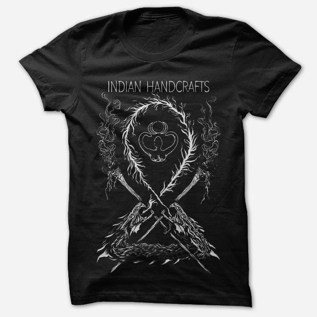 Indian Handcrafts Serpents Black T-Shirt 1 Indian Handcrafts Serpents Black T-Shirt