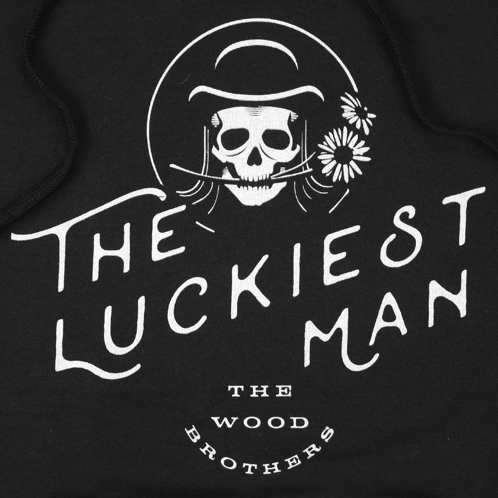 The Wood Brothers New Merch Luckiest Man Black Hoodie The Wood Brothers New Merch Luckiest Man Black Hoodie