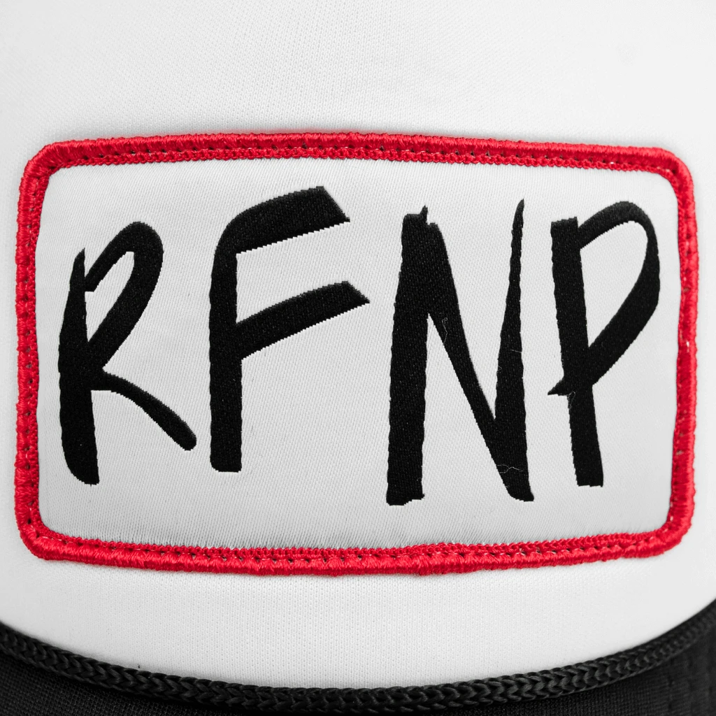 Ring Finger No Pinky RFNP Black & White Trucker Hat 3 Ring Finger No Pinky RFNP Black & White Trucker Hat