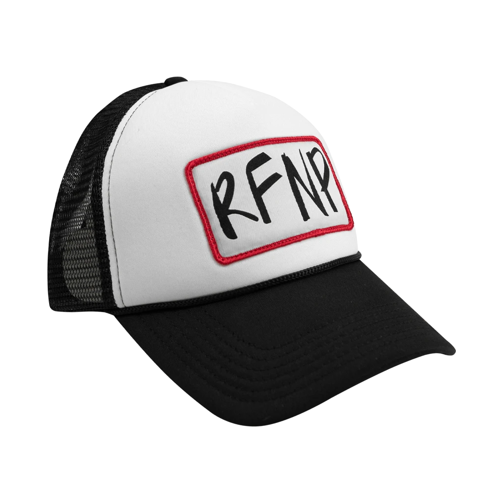 Ring Finger No Pinky RFNP Black & White Trucker Hat 1 Ring Finger No Pinky RFNP Black & White Trucker Hat