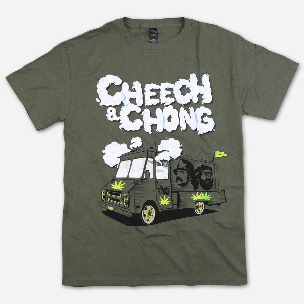 Cheech And Chong (Smokin) Weed Van Green T-Shirt 1 Cheech And Chong (Smokin) Weed Van Green T-Shirt