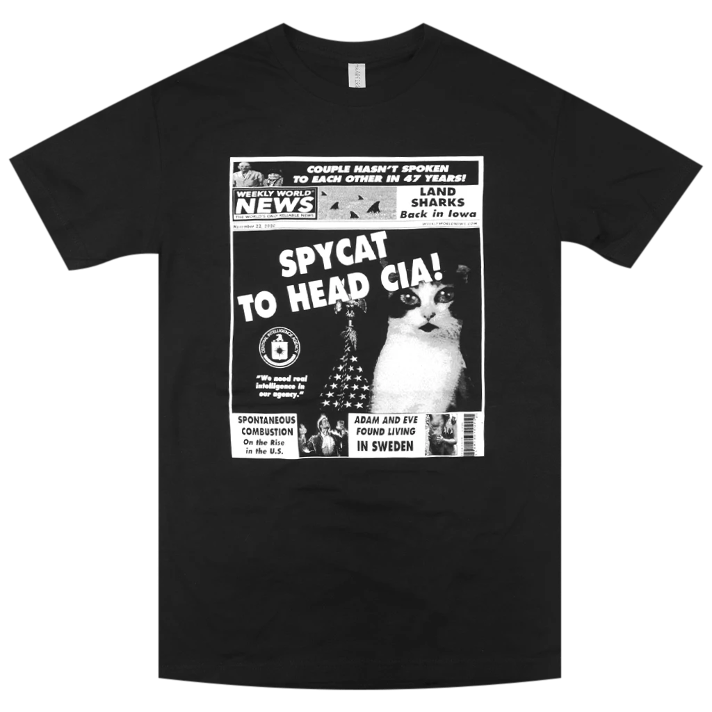 Weekly World News Spycat Black T-Shirt New Merch Weekly World News Spycat Black T-Shirt New Merch