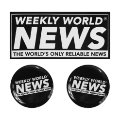 Weekly World News WWN Logo Sticker & Button Bundle