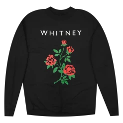 Whitney New Merch Red Rose Black Pullover Sweatshirt