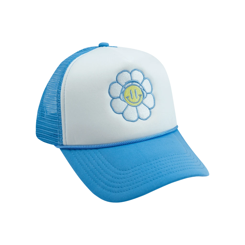 Disco Lines Flower Face Snapback Trucker Hat 1 Disco Lines Flower Face Snapback Trucker Hat