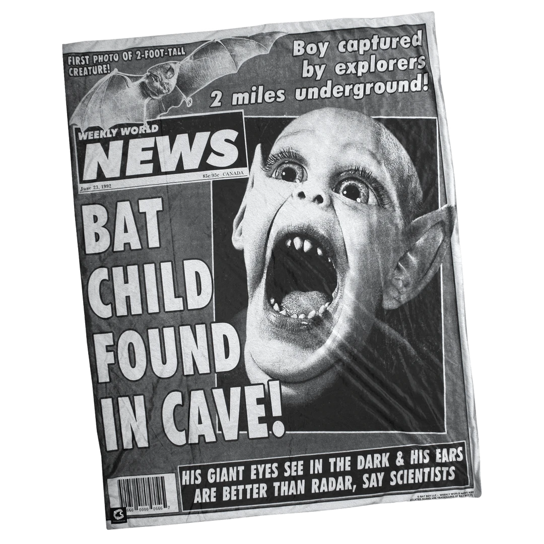 Weekly World News New Merch Bat Boy Throw Blanket Weekly World News New Merch Bat Boy Throw Blanket